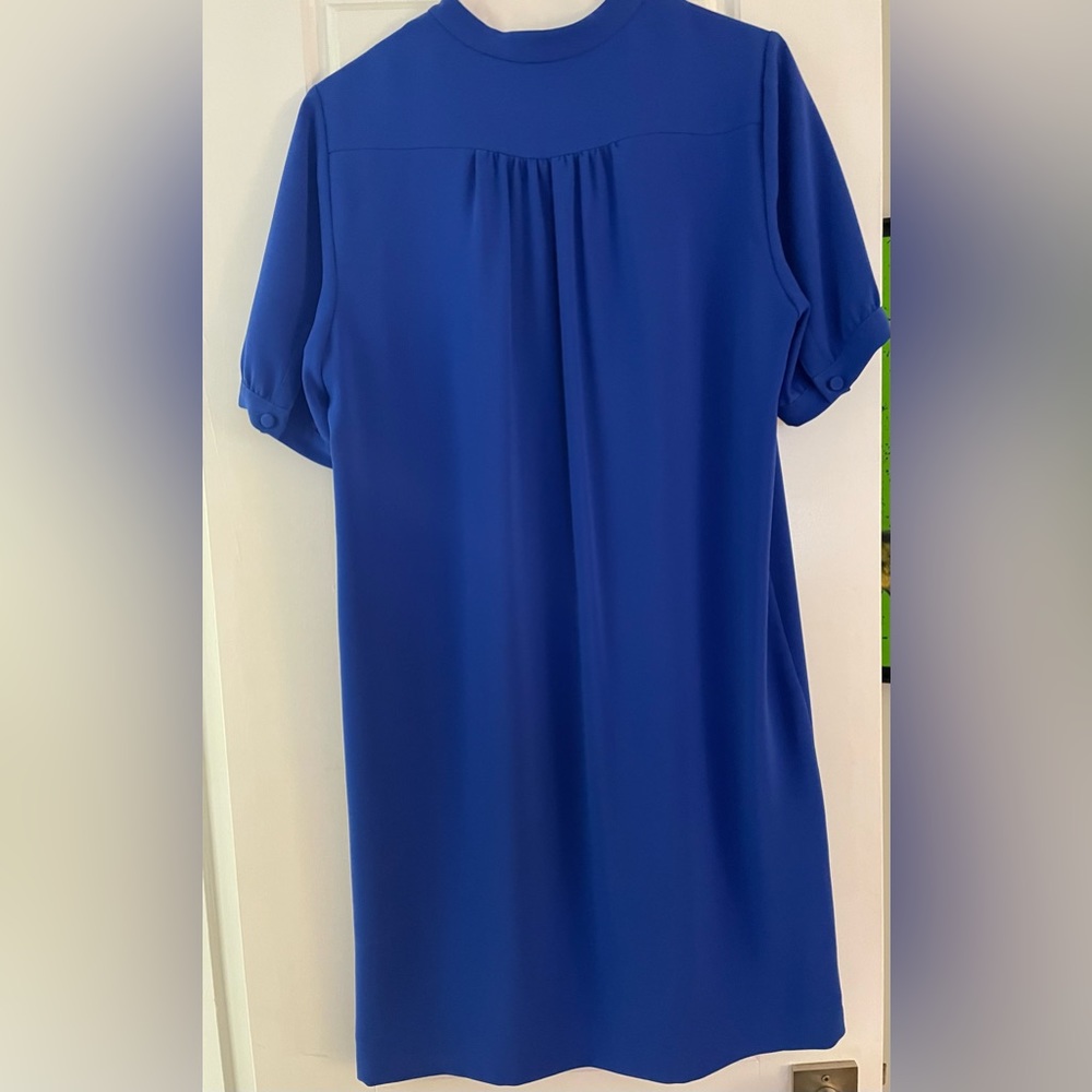 J Crew Women’s Size 4 Vibrant Blue Dress- Lined, Short-Sleeve, Knee Length - Picture 2 of 6